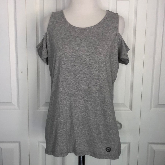 MICHAEL Michael Kors Tops - 🎁$5/25 Michael MK Gray Cold Shoulder Tee Shirt size M